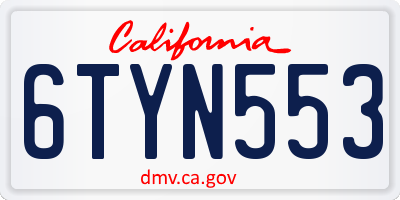CA license plate 6TYN553
