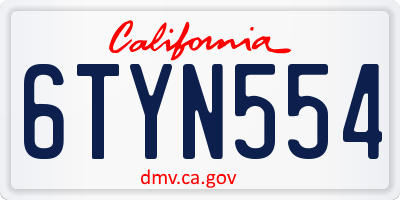 CA license plate 6TYN554