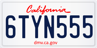 CA license plate 6TYN555