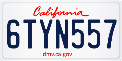 CA license plate 6TYN557