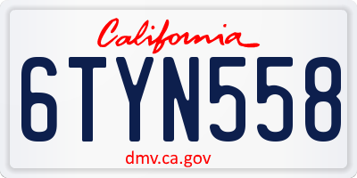 CA license plate 6TYN558