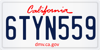 CA license plate 6TYN559