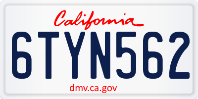 CA license plate 6TYN562