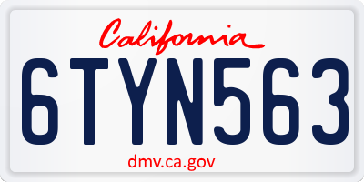 CA license plate 6TYN563