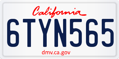 CA license plate 6TYN565