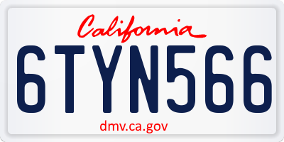 CA license plate 6TYN566