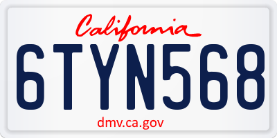 CA license plate 6TYN568