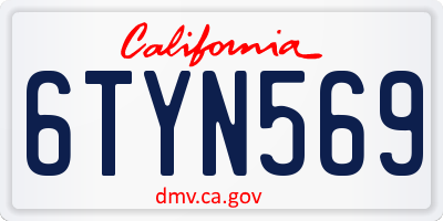 CA license plate 6TYN569