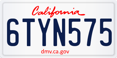 CA license plate 6TYN575
