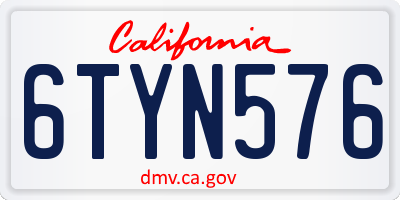 CA license plate 6TYN576