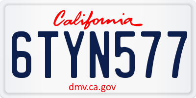 CA license plate 6TYN577