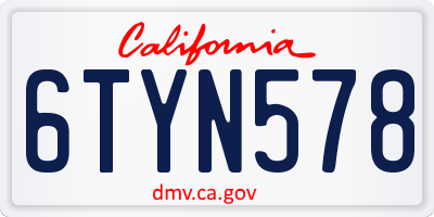 CA license plate 6TYN578