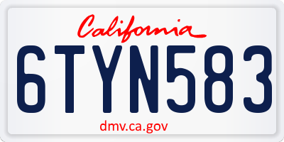 CA license plate 6TYN583
