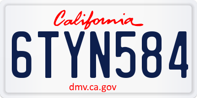 CA license plate 6TYN584