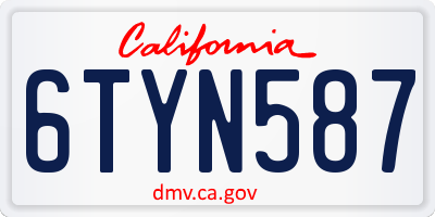 CA license plate 6TYN587