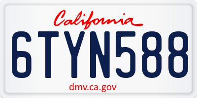 CA license plate 6TYN588