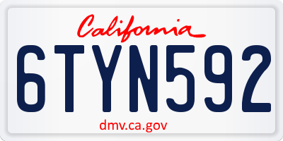CA license plate 6TYN592