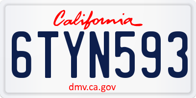 CA license plate 6TYN593