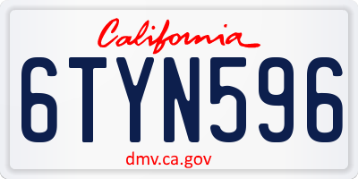 CA license plate 6TYN596