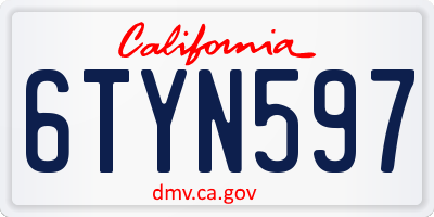 CA license plate 6TYN597