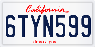 CA license plate 6TYN599