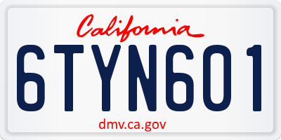 CA license plate 6TYN601
