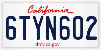 CA license plate 6TYN602