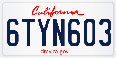 CA license plate 6TYN603