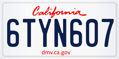 CA license plate 6TYN607