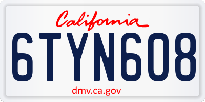 CA license plate 6TYN608