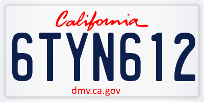 CA license plate 6TYN612