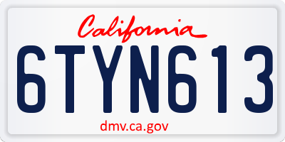 CA license plate 6TYN613