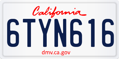 CA license plate 6TYN616