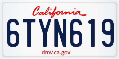 CA license plate 6TYN619