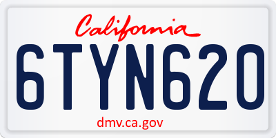 CA license plate 6TYN620