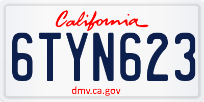 CA license plate 6TYN623