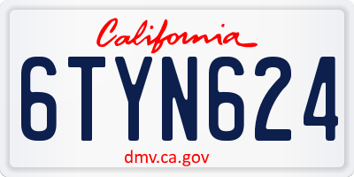 CA license plate 6TYN624