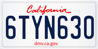 CA license plate 6TYN630
