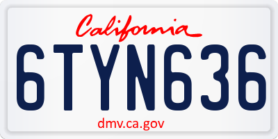 CA license plate 6TYN636