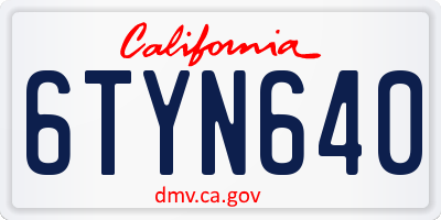 CA license plate 6TYN640