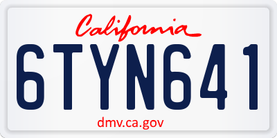 CA license plate 6TYN641