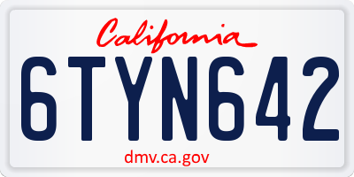 CA license plate 6TYN642