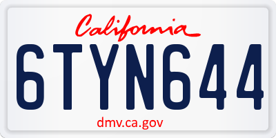 CA license plate 6TYN644