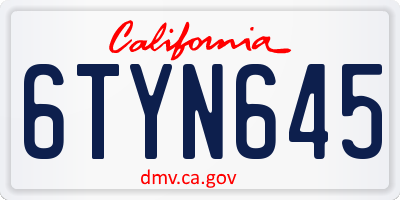 CA license plate 6TYN645