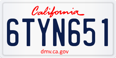 CA license plate 6TYN651