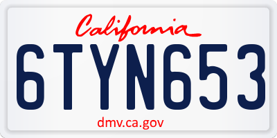 CA license plate 6TYN653