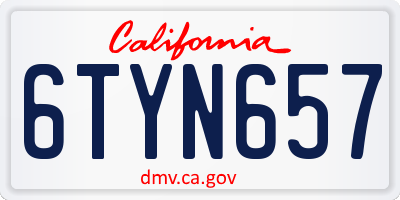 CA license plate 6TYN657