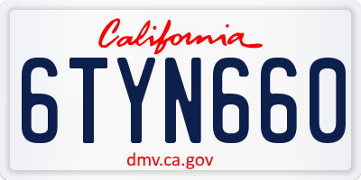 CA license plate 6TYN660