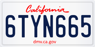 CA license plate 6TYN665
