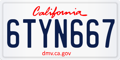 CA license plate 6TYN667